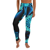 Blue Fractal Spiral Yoga / Performance Leggings - Black Light Reactive