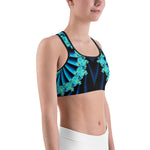 Blue Fractal Spiral Sports Bra