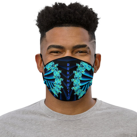Blue Fractal Spiral Face Mask