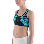 Blue Fractal Spiral Sports Bra