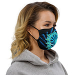 Blue Fractal Center Spiral Face Mask