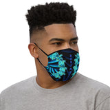 Blue Fractal Spiral Face Mask