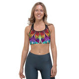 Black Light Peacock Sports Bra