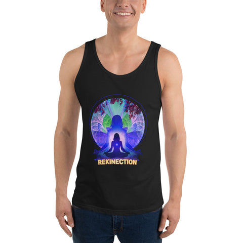 Lotus Pose (Blue) Tank Top - Cotton, Unisex