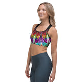 Black Light Peacock Sports Bra